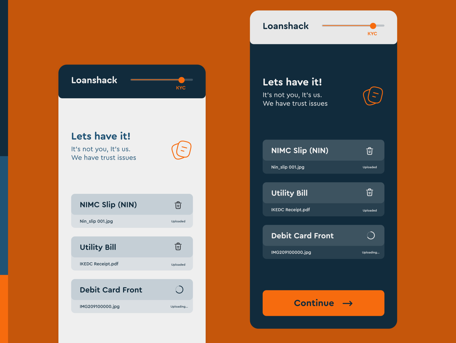 KYC Screen for a loan app by Stephen Demo on Dribbble