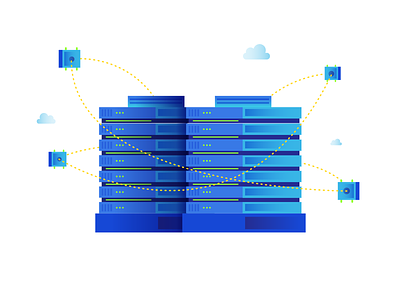 Cloud Storage blue cloud color crypto disk flat illustration particles semiflat server service space storage tech