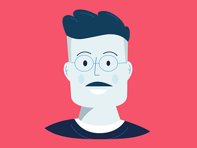 Frankie avatar character clean color glasses head illustration men portrait ui