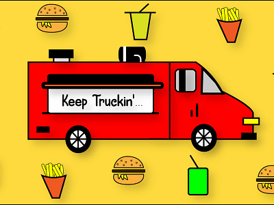 Keep Truckin... adobe burger creative design drink drop shadow food food truck fries hanoded font illustration keep truckin logo portfolio