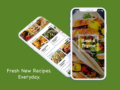 Basil & Thyme: Fresh Food Recipe App adobe app app design basil and thyme branding creative design learning linkedin learning logo mockup photoshop portfolio sketchapp tutorial ui ux