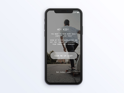 Sign up form on iPhone X