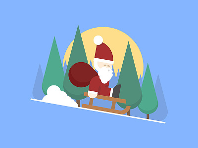 Merry Christmas christmas flat geometric illustration santa shapes snow sun trees