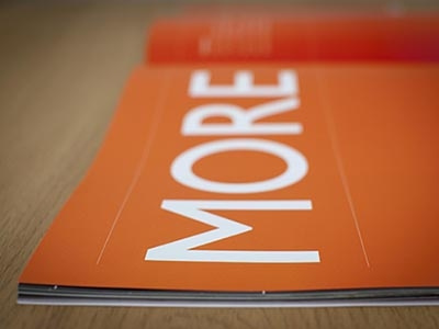 VIA Brochure advertising branding brochure cnc orange print typeset via