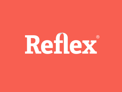 Reflex Medical Logo on red app logo branding health products logo logotype medical personal products red reflex soft typography