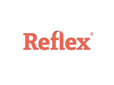Reflex Logo on white app logo branding health products logo logotype medical personal products red reflex soft typography