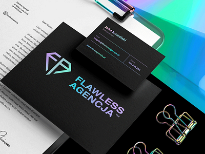 Flawless Agencja branding design logo minimalist logo monogram neon colors