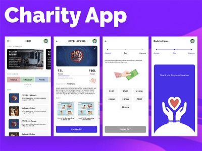 Charity App app design flat icon illustration minimal typography ui ux vector