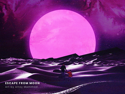 Escape froom moon art illustration manipulation moon photoshop pink retro retrofuturism