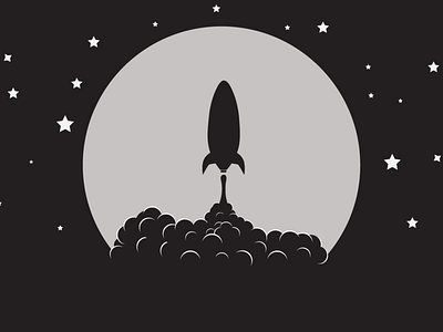 Reaching for the stars art black white cloud illustration moon rocket launch stars