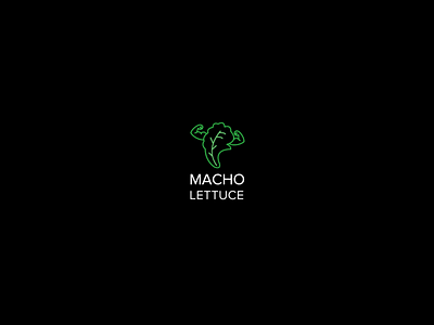 Macho Lettuce branding logo black branding design green lettuce logo strong white