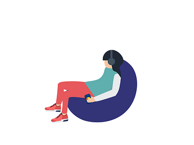 Chilling Girl art blue girl illustration illustration red relax vector