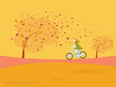 Autumn and girl illustration art autumn bycicle girl illustration