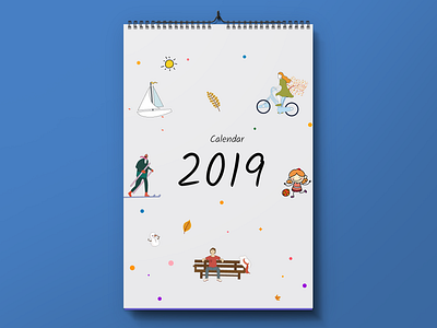 2019 Calendar cover art blue calendarcover design illustration seasons