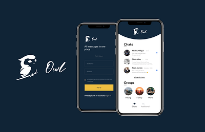 Owl messenger concept app design - Blue version app appdesign blue chatbox design designer designinspiration developer messenger owl ui uiinspiration ux webdesign webdesigner webdevelopment