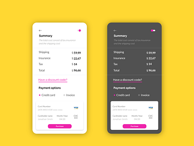 Daily ui #2 - Mobile checkout page branding checkout clean darkmode design material mobileapp typography ui ux webdesign webdevelopment