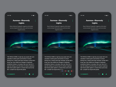 Articles concept app - Dark mode branding interface typography ui ux webdesign webdevelopment