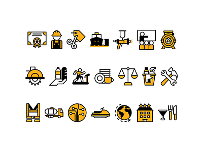 Yellow icons color design icon icons illustration line linear lines minimal minimalism minimalist vector yellow