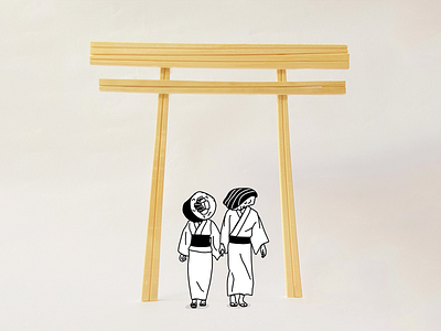 Torii gate chopstick chopsticks design drawing illustration japan japanese kimono minimalism minimalist minimalistic nigiri sushi torii torii gate vector yukata
