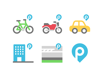 Parking icons bike building car cars design drive driving icon icons illustration minimal minimalism minimalist motorcycle park parking street streets vector