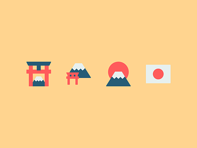 Japan icons design flag fuji icon icons illustration japan japan flag japanese japanese flag minimal minimalism minimalist mount fuji torii torii gate vector