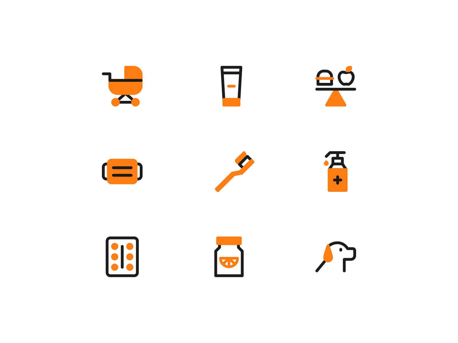 Orange health icons by Aldddo Cervantes on Dribbble