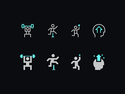 Excercise icons body design excercise head icon icons illustration mind minimal minimalism minimalist run vector weight weights