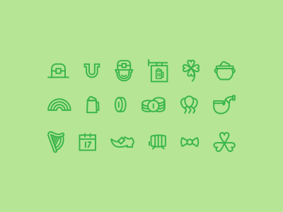 St. Patrick's day icons green icon icons ireland irish line linear lines minimalis minimalist