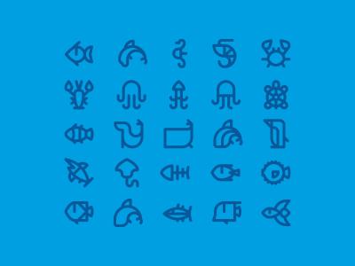 Sea Life icons fish icon icons life line linear lines minimalist ocean sea sea life water