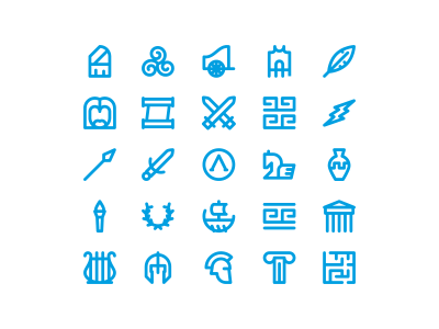 Greek Icons greece greek icon icons line linear lines minimalis minimalist sword thunder helmet