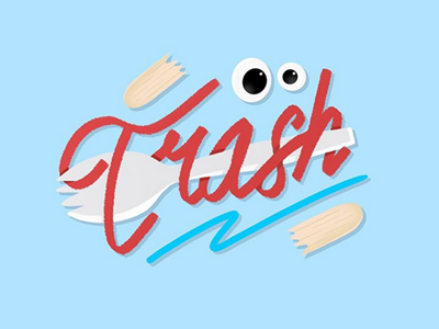 Trash toy story forky movies movie animation pixar disney illustration spork trash lettering