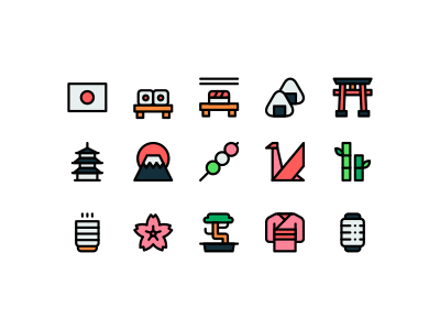 Japan icons color design icon icons illustration japan japanese line lineal linear lines minimal minimalism minimalist minimalistic vector