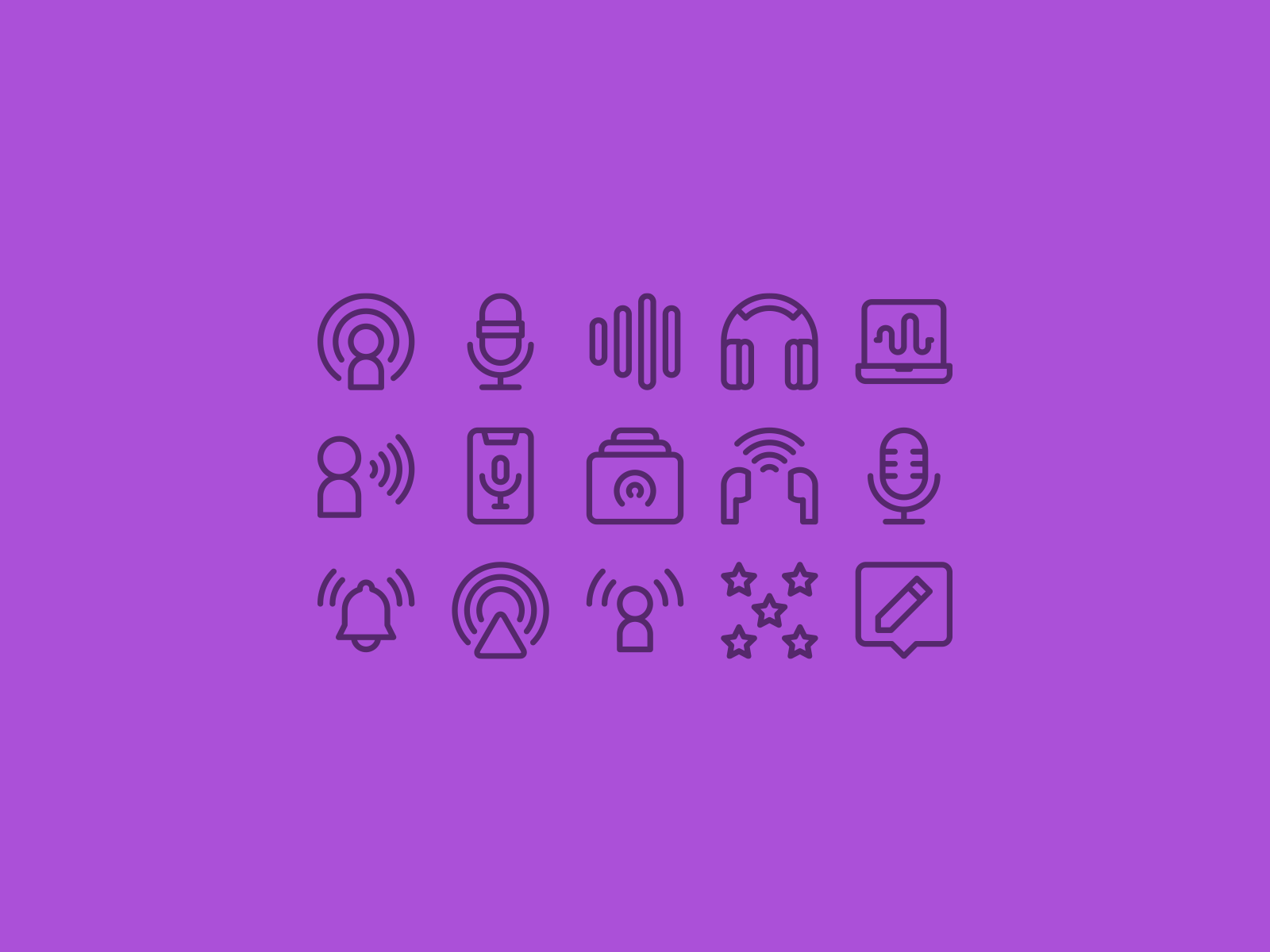 Podcast icons broadcast broadcasting design icon icons illustration line linear lines minimal minimalism minimalist podcast podcast art podcasting podcasts radio stream streaming vector
