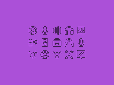 Podcast icons broadcast broadcasting design icon icons illustration line linear lines minimal minimalism minimalist podcast podcast art podcasting podcasts radio stream streaming vector
