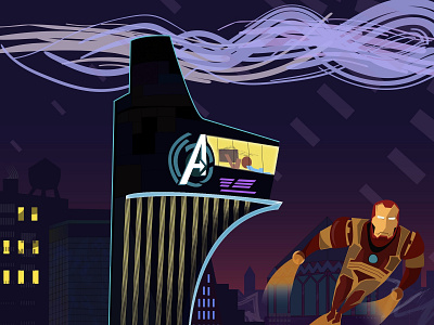 Iron Man: Into the Spider-Verse animation avengers citylight design flat illustration illustrator ironman marty marvel marvel comics marvelcomics minimal spiderman spiderverse superhero vector web wpap