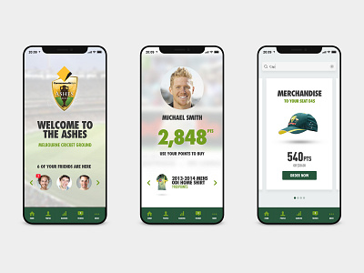 Cricket AUS App app app design application cricket green interface ios ui ux
