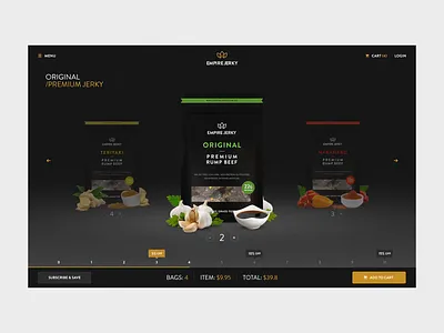 Empire Jerky Website black carousel dark ecommerce interface ui ui ux uiux webdesign