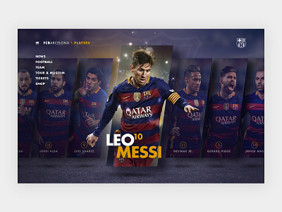 FC Barcelona - Team interface soccer sport ui ux web design website