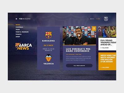 FC Barcelona - News clean interface news newsfeed soccer sport ui ux web design webdesign website