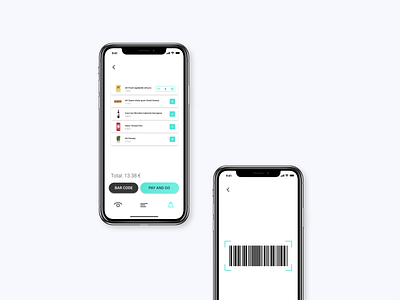 Shopon - pay&go accessibility app barcode checkout colorful design list minimal payment supermarket turquoise ui ui design ux