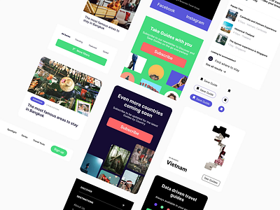 Roverista Travel Guide: Modules asia blog clean colorful guide minimal mobile modules purple responsive travel ui design ui kit ui system ux