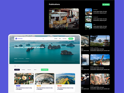 Roverista Travel Guide: Series adventure blog bold clean colorful country desktop green guide journey material design minimal purple system travel ui design ui kit ux