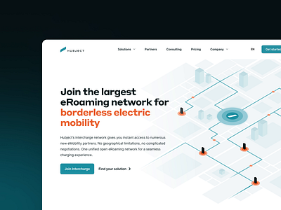 Hubject - Homepage blue clean connection data emobility ev glass hero iconography mobility network saas software tech ui design webdesign