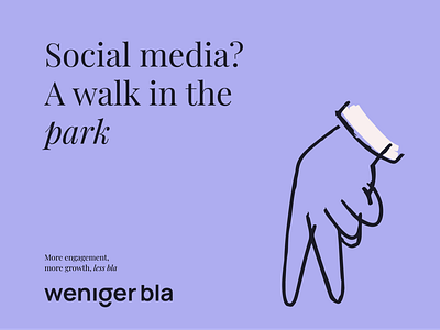 Weniger bla - Brand identity agency brand identity branding bright cheerful hands illustration logo marketing minimal purple social media strategy studio tiktok wordmark