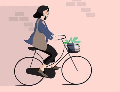 Bike around the city digital illustration illustrator