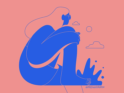 Knees deep anxiety character design illustration mental health mindfulness ocean relaxing vector water woman