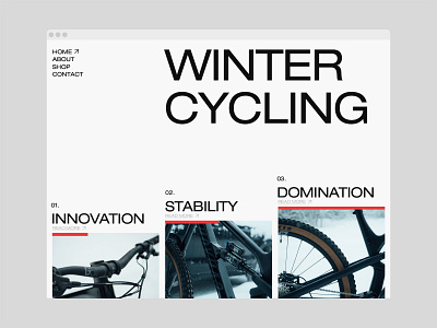 Winter Cycling bike biking cycling design graphic design grid layout typography ui uiux ux web website websitedesign