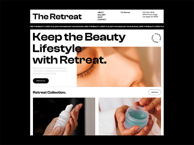 The Retreat beauty cosmetics design graphic design layout skin skincare typography web