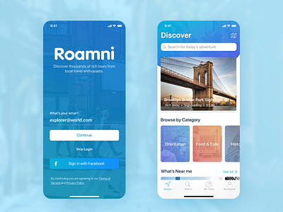 Roamni Redesign by Appetiser Apps on Dribbble