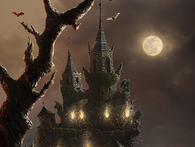 Castle castle dark design halloween illustration night sky